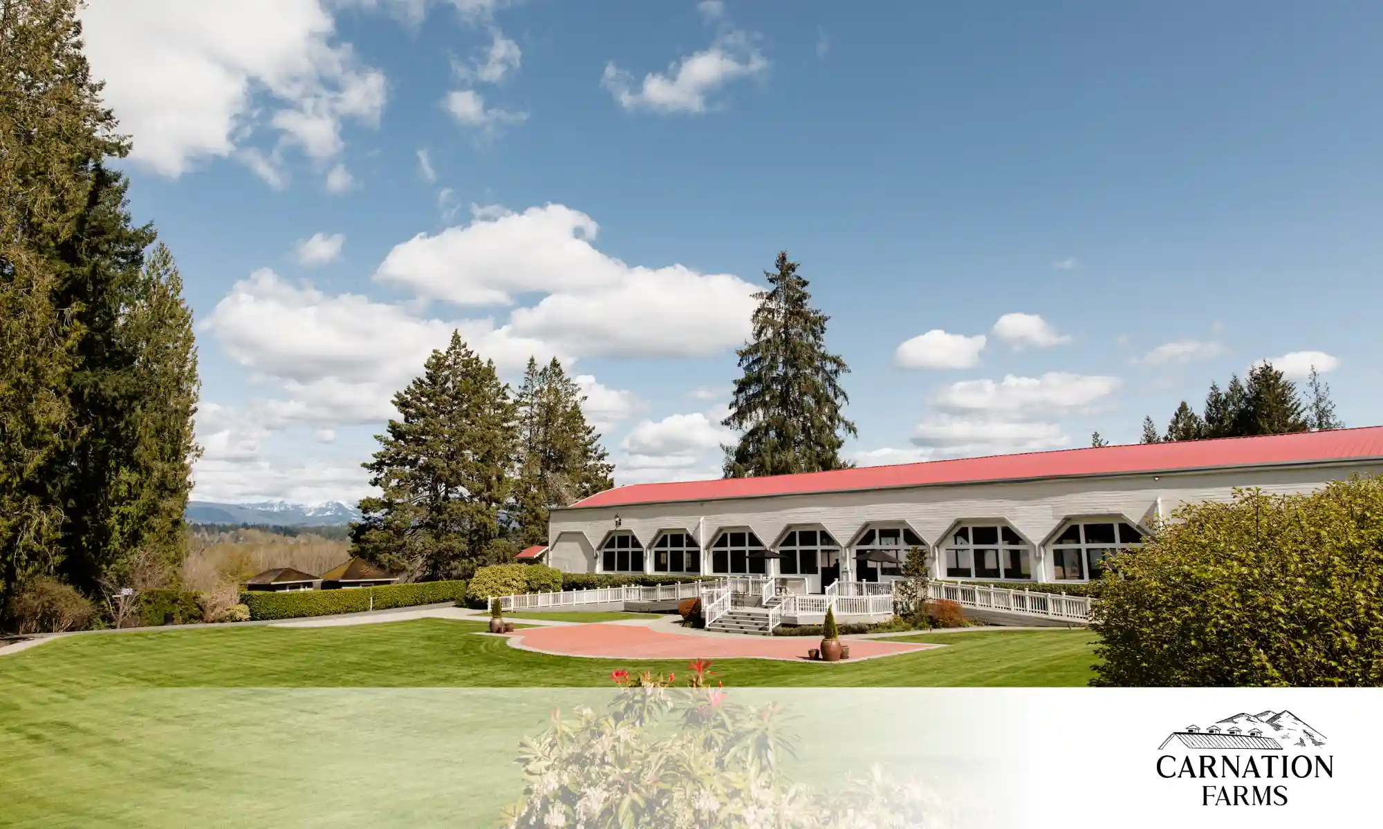 Private events venue at Carnation Farms with historic buildings and open landscapes near Seattle.